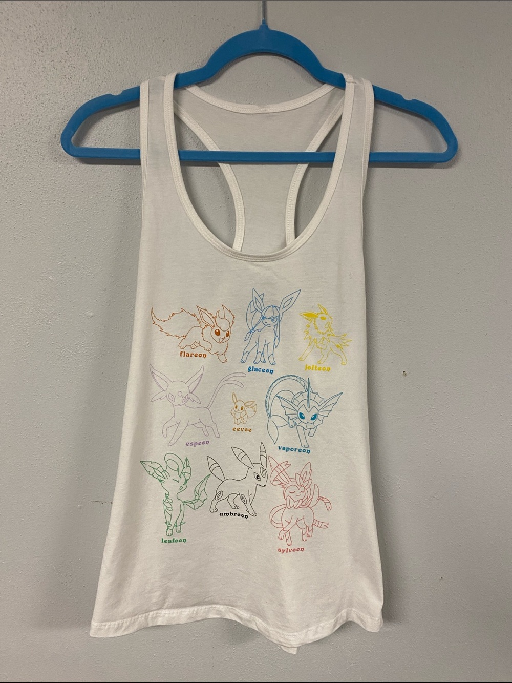 Pokémon White Tank Top with Colorful Pokémon  Print